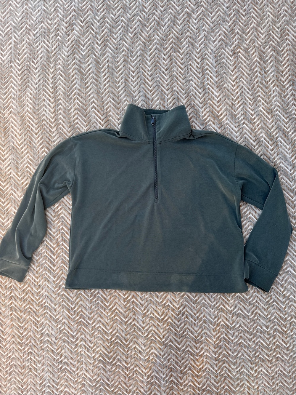 Athleta Dark Green Half-Zip Pullover Sweatshirt